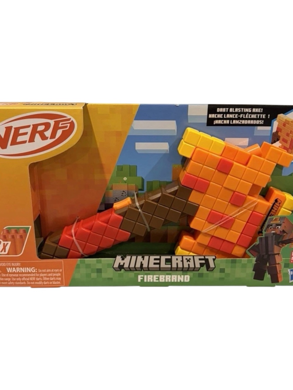 Nerf Minecraft Firebrand Dart Blasting Axe w/6 darts NEW